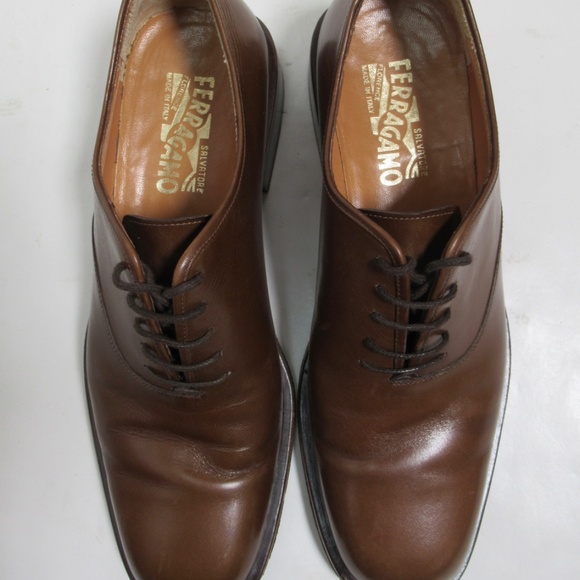 Salvatore Ferragamo Men\'s Lace Up Leather Dress Shoes Brown TA 4838 Size 8 US M main image 5